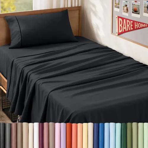 Vista 49 de Bare Home Juego de Sábanas Twin - Sábanas de Cama de Microfibra Ultra-Suave 1800 - Doble Cepillado - Bolsillos Profundos - Ajuste Fácil - Extra