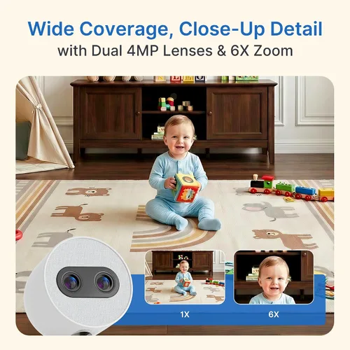 Vista 3 de Simsky Monitor de bebé de pantalla dividida de 7 pulgadas con 2 cámaras, cámaras duales de 4MP con zoom 6X y zoom panorámico, WiFi y sin WiFi