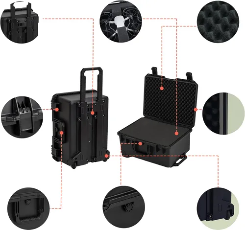 Vista 4 de MEIJIA Funda rígida portátil impermeable para todo tipo de clima, funda para cámara con espuma de ajuste personalizable, diseño ligero con mango