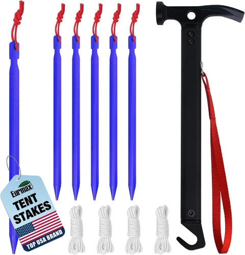 Vista 13 de Eurmax Paquete de 6 anclajes de acero inoxidable de 16 pulgadas para vientos fuertes, estacas galvanizadas de 1/2 pulgada, anclajes de tierra