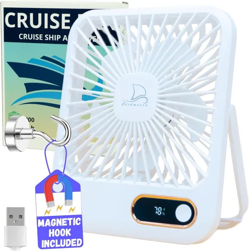 Vista 8 de Nordmoose Ventilador aprobado para cruceros, hasta 16 horas de duración de la batería, recargable por USB, ventilador de viaje alimentado por