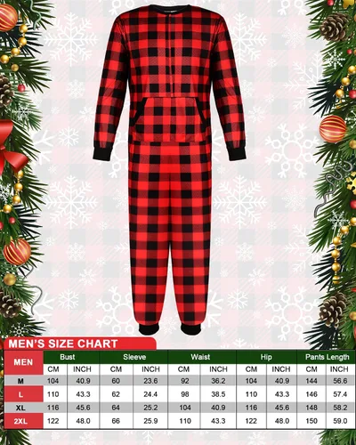 Vista 7 de Haysandy - Pijamas de Navidad a juego para parejas, para la familia, búfalo, a cuadros, para adultos, color rojo, para hombres y mujeres