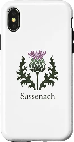 Vista 4 de Carcasa para iPhone 15 Sassenach con diseño de cardo escocés