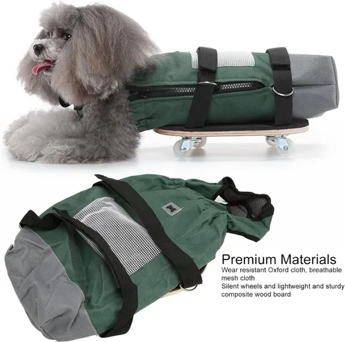 Vista 4 de Silla de ruedas para mascotas, panel de madera laminada transpirable, scooter para pasear perros con bolsa de tracción Oxford al aire libre
