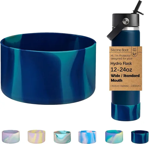 Vista 20 de WK IEASON Base protectora de silicona para botellas Hydro Flask de 12 a 24 onzas de ancho y boca estándar, funda antideslizante para accesorios de 2