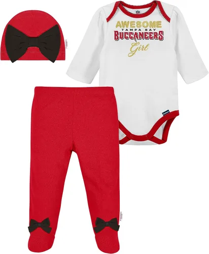 Vista 33 de NFL Conjunto de enterizo, pantalón con pies y gorro de 3 piezas para bebé niña