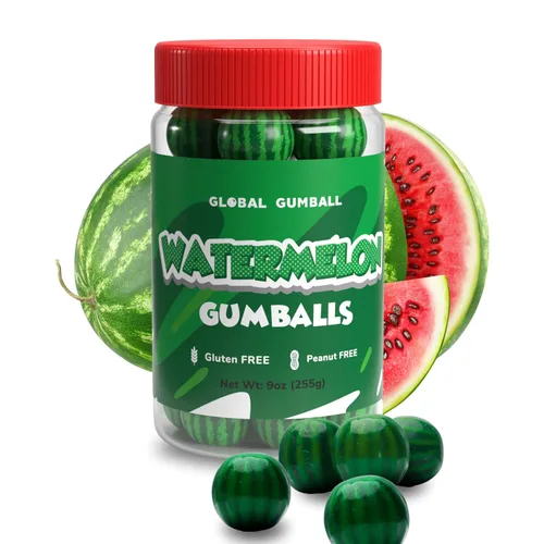 Vista 17 de Bolas de chicle en frasco - Bolas de chicle grandes de 1 pulgada - Goma de mascar sabor a arándano con burbujas - Goma para niños verde - Bolas