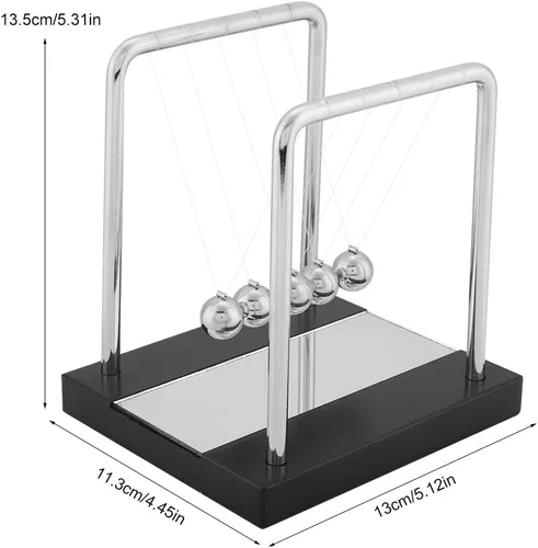 Vista 2 de AUNMAS Bolas de equilibrio Newtons, bolas oscilantes con base de madera maciza, diversión ciencia física, accesorios de aprendizaje, adornos