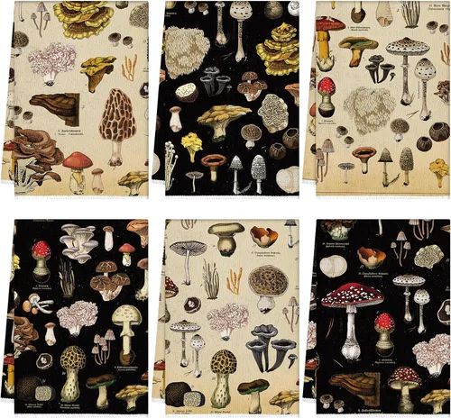 Vista 35 de Redbaker Juego de 6 toallas de cocina en blanco y negro con línea de arte abstracto, paños de cocina florales, paños de cocina modernos de mediados