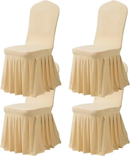 Vista 23 de Dimatic Juego de 2 fundas elásticas para sillas de comedor, fundas Parsons con falda, de elastano súper ajuste, funda protectora de asiento para Azul