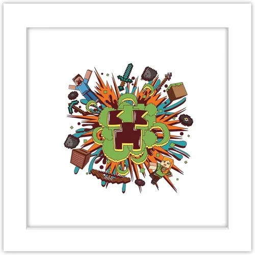 Vista 10 de Trends International Gallery Pops Minecraft Funtage Creeper Explosion - Póster de pared, 12 x 12 pulgadas, versión de marco negro