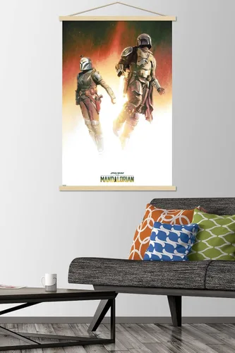 Vista 2 de Trends International Star Wars: The Mandalorian Season 3 - Póster de pared dúo, 22.37 x 34.00 pulgadas, paquete de impresión premium y colgador