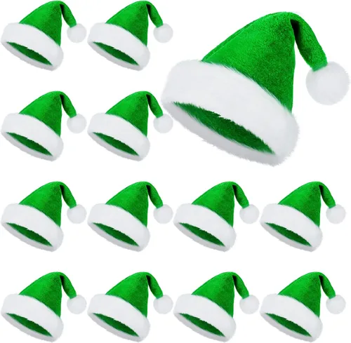 Vista 7 de SATINIOR Paquete de 12 Sombreros de Papá Noel de Felpa Gorro de Papá Noel de Navidad para Obsequios de Fiesta Navideña para Mujeres, Hombres