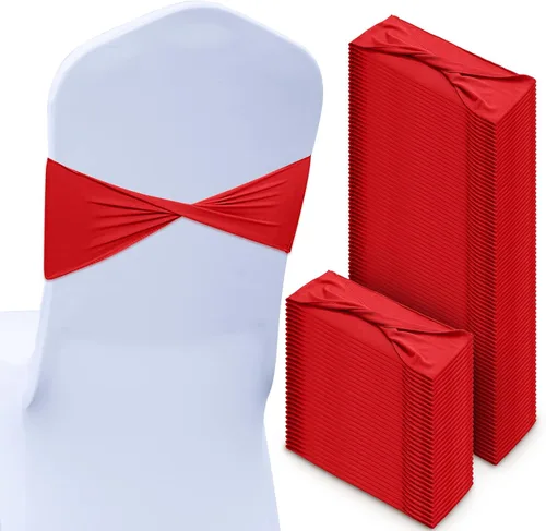 Vista 9 de CHENGU 100 bandas de elastano para silla, con lazo liso, para bodas, sin hebilla, decoraciones de cumpleaños, lazos elásticos, bandas deslizantes