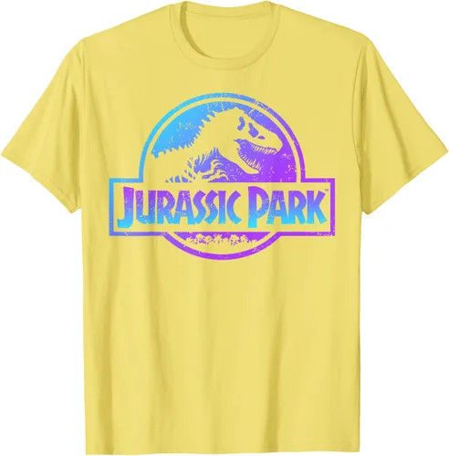 Vista 44 de Jurassic Park Camiseta de manga corta con logotipo Fossil azul y morado Negro