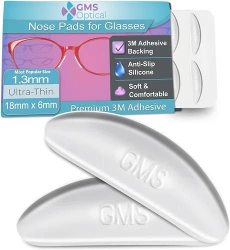 Vista 11 de GMS Optical® 0.1 in adhesivo antideslizante contorneado almohadillas de nariz de lente de silicona suave con súper pegajoso respaldo - 5 pares