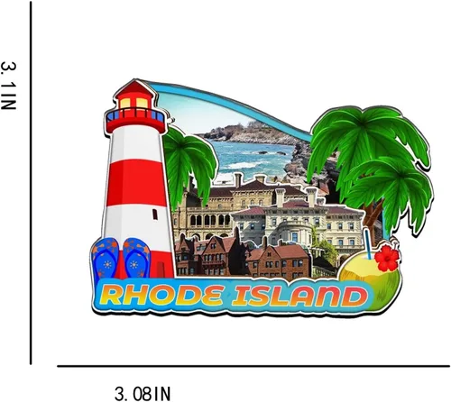 Vista 3 de Rhode Island USA - Imán de madera para nevera, monumentos en 3D, recuerdos coleccionables, decoración hecha a mano, 1333