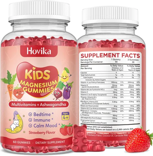 Vista 10 de Gomitas de magnesio para niños – Suplemento de magnesio con L-teanina, manzanilla y multivitaminas para niños y adultos para dormir, calma