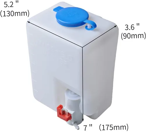 Vista 2 de OTUAYAUTO Botella Universal de Lavaparabrisas, Depósito de Fluido de Bomba Lavadora de 12V con Interruptor de Botón de Chorro para Tanque