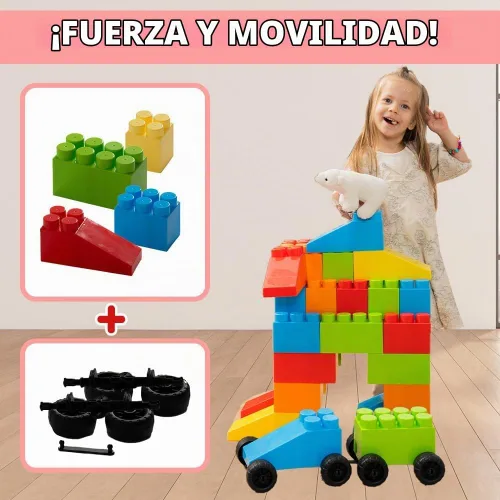 Vista 4 de PLATPORTS Bloques de construcción grandes de 48 piezas – Bloques de plástico gigantes XL grandes para niños de 2 a 8 años, juego de construcción