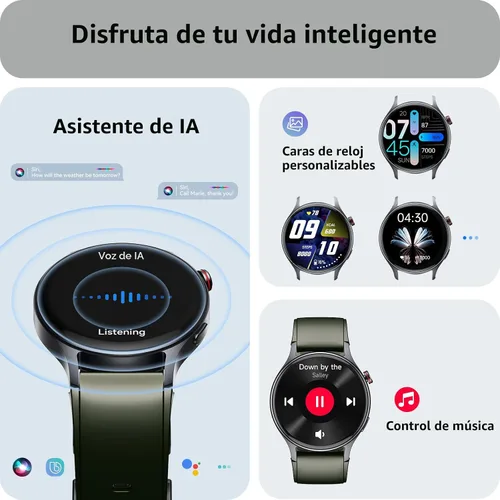 Vista 6 de Reloj inteligente para hombres y mujeres, responder/hacer llamadas, rastreadores de actividad con pantalla ultra clara AMOLED con monitor