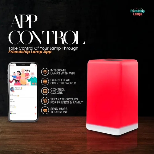 Vista 6 de Lámpara de Amistad FriendLi por Filimin - Requiere Suscripción Wi-Fi, Luz LED Táctil de Larga Distancia, Regalo para Mejor Amigo, Relación, Familia