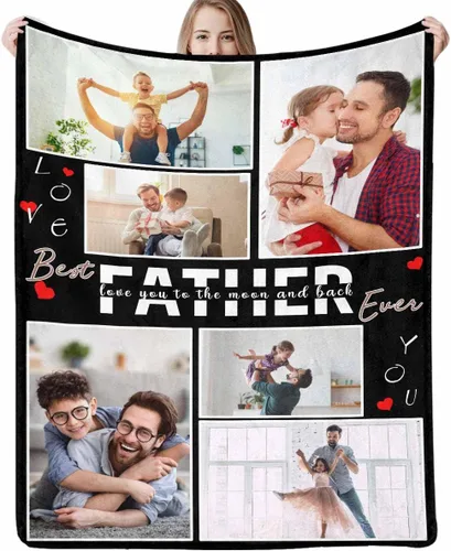 Vista 24 de Manta personalizada para papá abuelo, regalo de manta personalizada para el día del padre, manta personalizada con foto para papá, regalo
