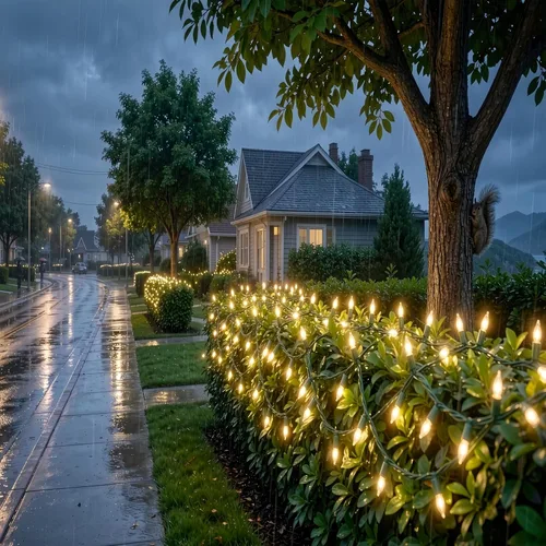 Vista 6 de Guirnalda de 100 Luces LED Blanco Cálido de Cable Verde para Navidad, con Certificación UL y Cadena de Iluminación Decorativa Comercial de 35 Pies