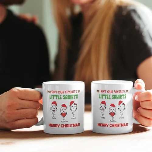 Vista 4 de InterestPrint Taza de café personalizada para papá con nombres de los niños, taza de Feliz Navidad de tus hijos pequeños favoritos, regalo