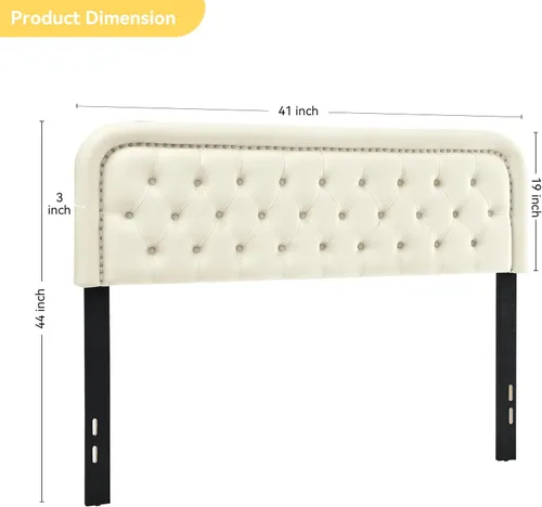 Vista 2 de Cabecera capitonada tapizada de tamaño individual, cabeceras de madera maciza con botones con altura ajustable, moderna cabecera acolchada