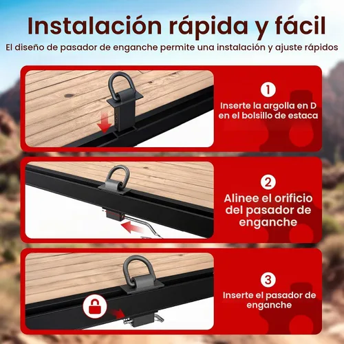Vista 6 de Anillo en D de bolsillo de estaca, anillos D de 18000 libras de alta resistencia para remolques y camiones planos, accesorios de amarre de tractor