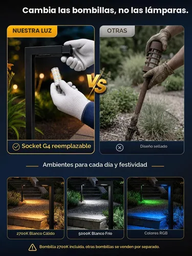Vista 4 de Gardenreet Luces de camino de paisaje de latón, luces de camino de bajo voltaje de 12 V con cable, luces de jardín al aire libre LED impermeables