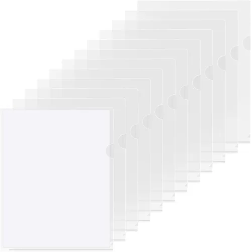 Vista 10 de KTRIO Paquete de 12 fundas de plástico transparente para carpetas, 6 colores surtidos, bolsillos para proyectos de documentos para papel