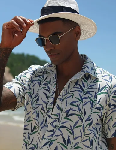 Vista 2 de COOFANDY Camisa casual de lino de manga corta con botones para hombre