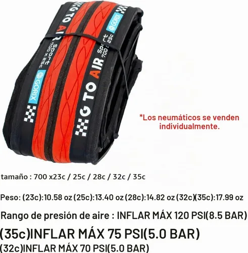 Vista 8 de Neumático para Bicicleta de Carretera GORIX 700×23C 25c 28C 32c 35c para Ciclismo (Gtoair)