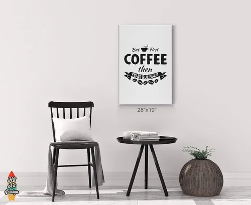 Vista 3 de HB Art Design But First Coffee then Your Bullshit Retro Style Quote Canvas Print Wall Art Coffee Bar Decor Coffee Signs Kitchen Wall Decor Dining