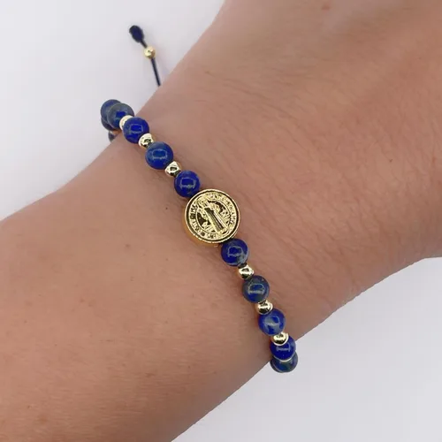 Vista 34 de St Benedict Coin and Natural Round Red Coral Beads Adjustable Bracelet for Women