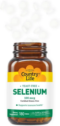 Vista 3 de Country Life Selenio, sin levadura, apoya la salud inmunológica, 100 mcg, 180 tabletas