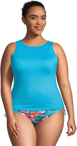Vista 3 de Lands' End womens Modest High Neck Tankini Top Swimsuit
