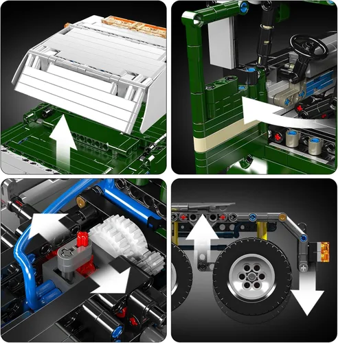 Vista 5 de Mould King Kit de construcción de camión tractor neumático K100 13202, bloque de construcción de automóvil de control remoto doble, 2181+ piezas