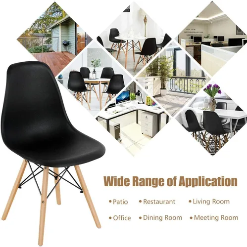 Vista 8 de DORTALA Sillas de comedor premontadas, sillas de plástico con patas de madera, respaldo ergonómico, sillas sin brazos de estilo moderno para sala