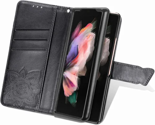 Vista 6 de Wallet Case for Samsung Galaxy Z Fold 5 Case Crystal Glitter Bling with Card Holder Stand Leather Flip Phone Case Diamond Butterfly Protective Case