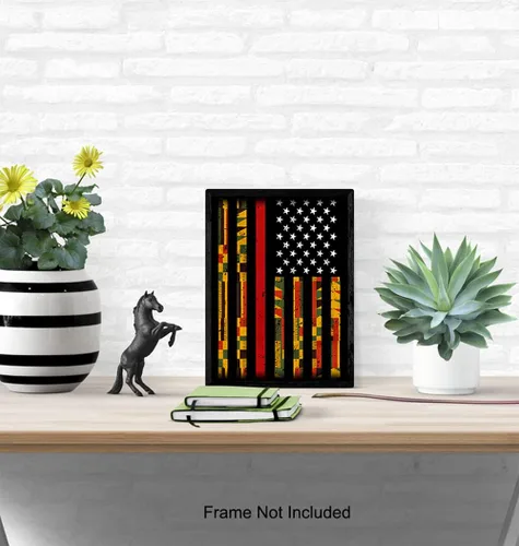 Vista 5 de Bandera Kente del Orgullo Afroamericano - Póster fotográfico de 8 x 10 pulgadas, regalo patriótico para profesores, derechos civiles, fanáticos