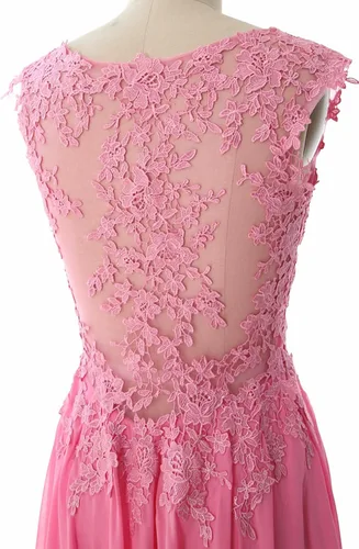 Vista 4 de MACloth Vestidos de encaje para mujer cuello en V vestido formal para boda fiesta dama de honor