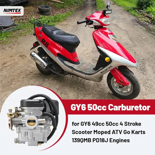 Vista 2 de GY6 Carburador para scooter de 49 cc, cuatro tiempos con mejoras en el reactor.
