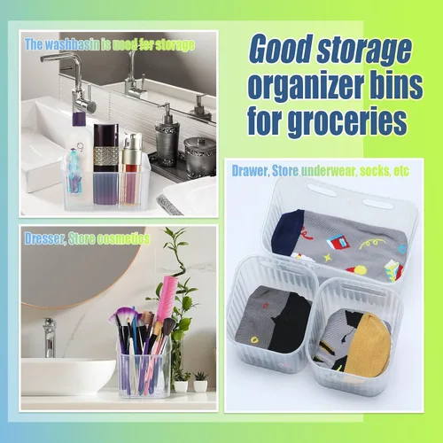Vista 5 de SiliFine Organizador de almacenamiento de 8 piezas para montar en la pared, cesta organizadora transparente apilable para colgar, organizador