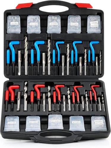 Vista 10 de Kit de reparación de roscas Helicoil de Orion Motor Tech, juego de herramientas de reparación de roscas de 1/4"-20 con broca HSS y 30 insertos