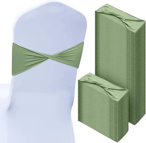 Vista 16 de CHENGU 100 bandas de elastano para silla, con lazo liso, para bodas, sin hebilla, decoraciones de cumpleaños, lazos elásticos, bandas deslizantes