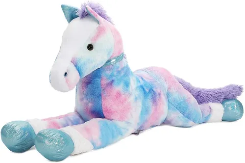 Vista 20 de Tezituor Animales de peluche gigantes de caballo negro de 47 pulgadas, poni de peluche grande realista de 4 pies para niños y niñas, almohada