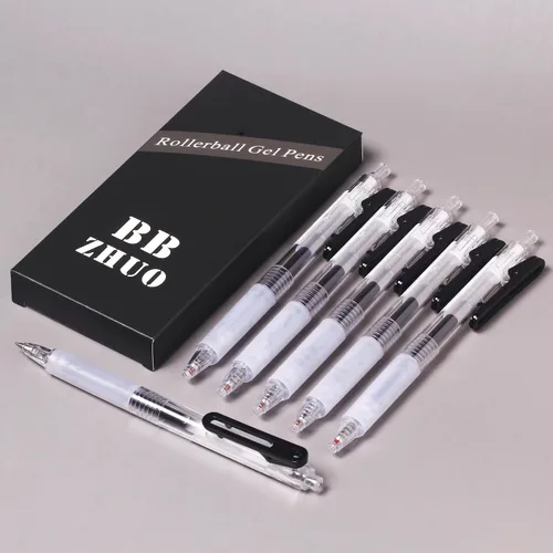 Vista 7 de Bolígrafos de 0.7 puntos medios de escritura suave, rodillo de gel fino, tinta negra, bolígrafos retráctiles para escribir diario, trabajo